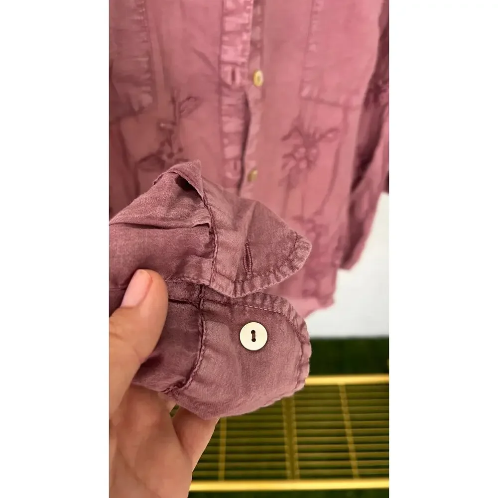 NWT Anthropology by Kyla Seo Jo Buttons Up Cotton Embroidered Shirt Size Small - Picture 9 of 12